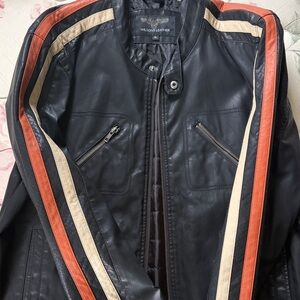 Wilsons Leather Black Jacket with Gold Accents